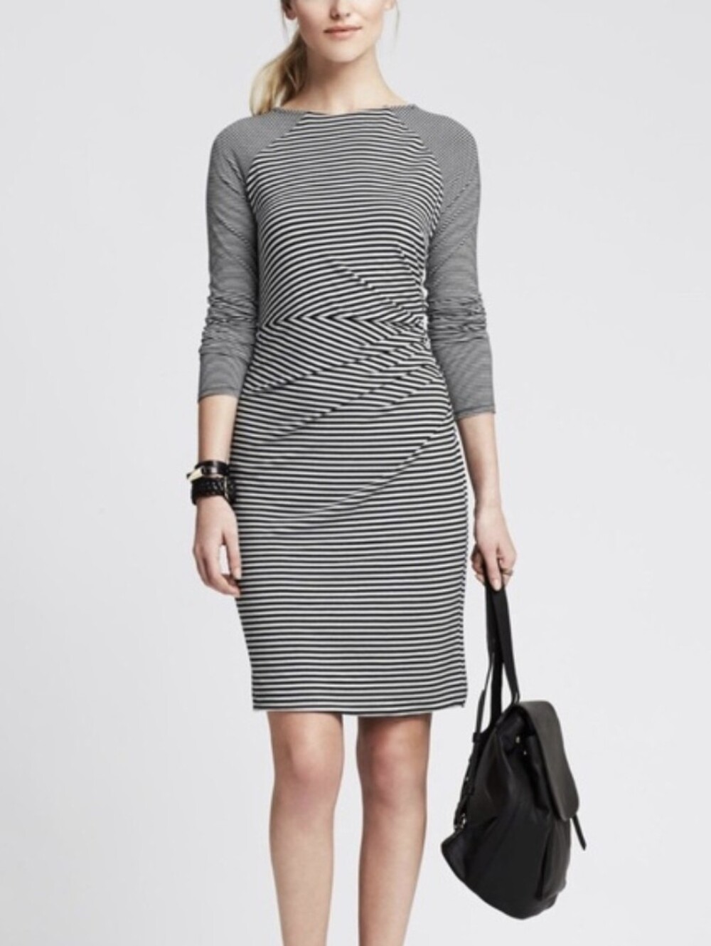 Banana Republic Striped Long Sleeve Zip Dress Womens Size S
